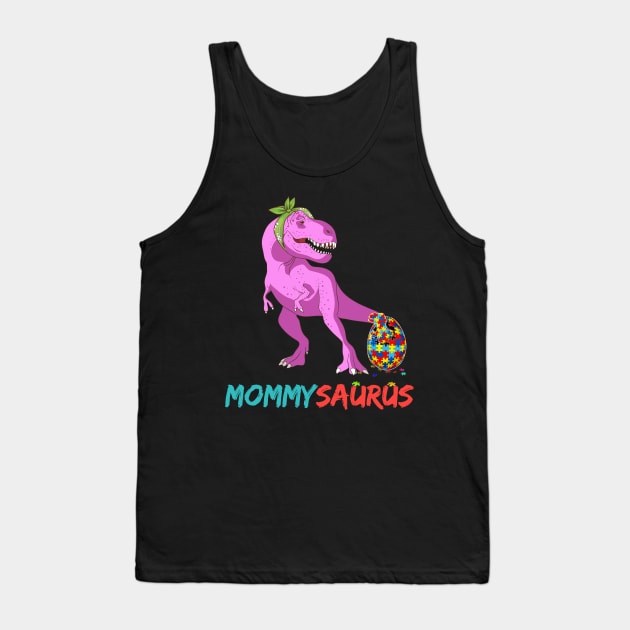 Momsaurus Autism Awareness Mother's Day Mommy Dinosaur Mom Tank Top by igybcrew